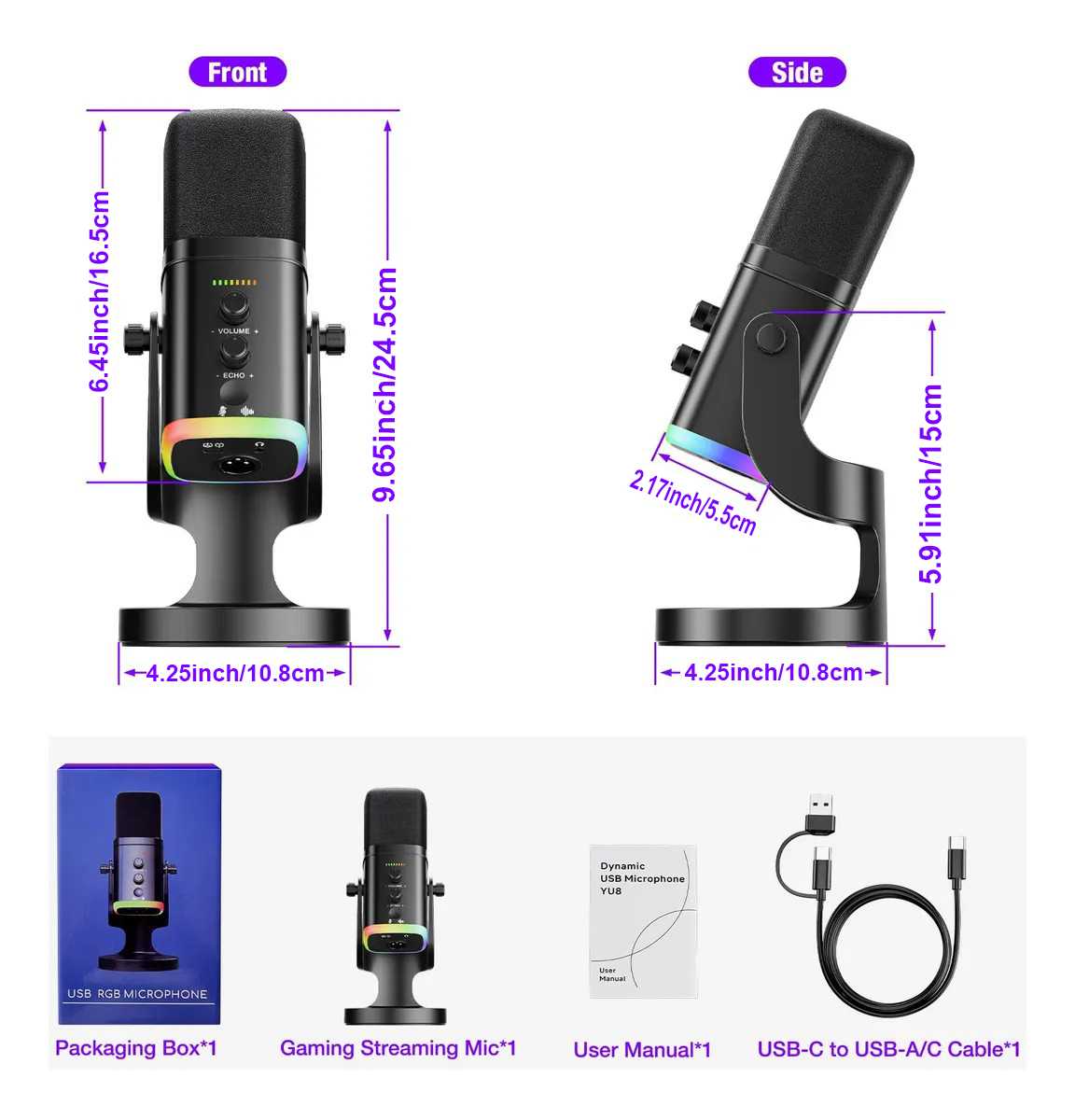 USB/XLR Dynamic Microphone for - огляд і ціна Gaming Headset Rgb