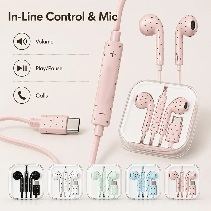 Cute Polka Dot Type‑c Wired Ea - огляд і ціна Usb C Earphone