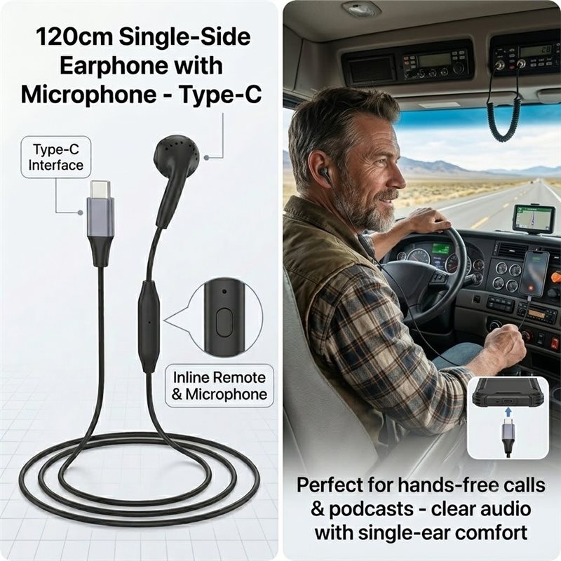 DT75BG Type C Single Earbud wi - огляд і ціна Wired Earphone Mic